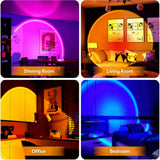 16-Color RGB Sunset Projection Lamp with Remote – Ambient Mood Light for Bedroom & Home Decor